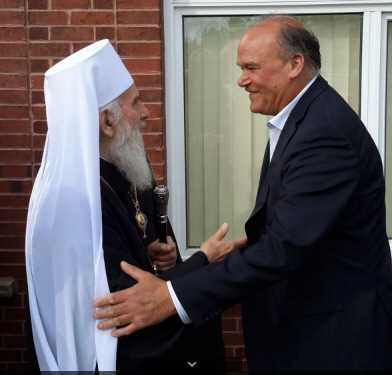 Parish Council President, Mr. Dragan Prostran, greets the Serbian Patriarch Irenaeus